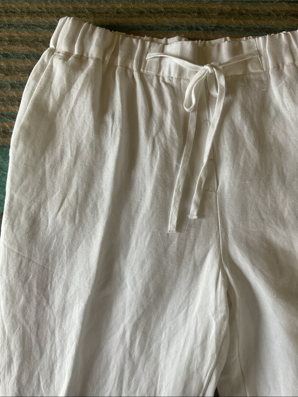 Boston Proper White Casual Linen Pant